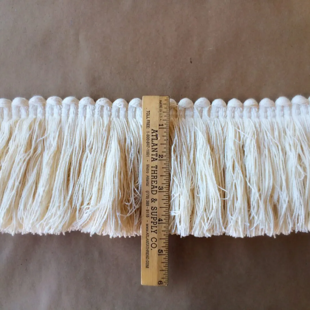 FQTANJU 5 Yards x 6cm Wide Cotton Tassel Fringe in Beige. (6cm)