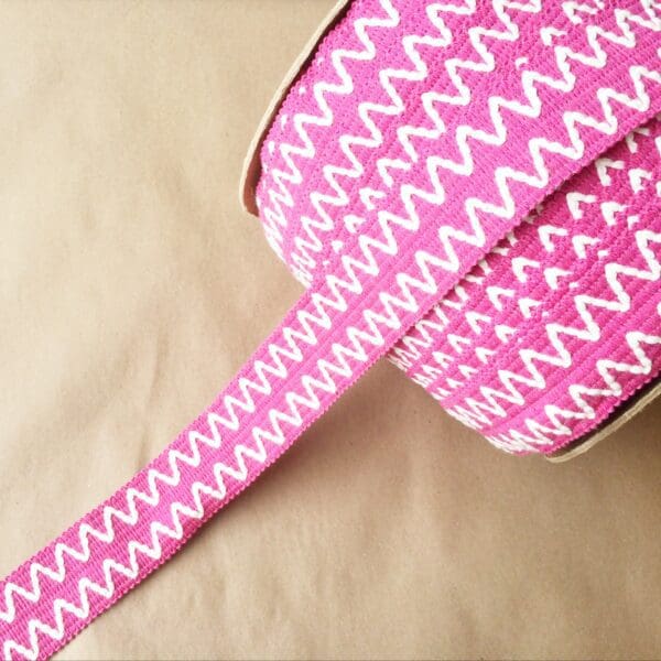 A pink ribbon with white zig zag pattern, Essex 2IN.