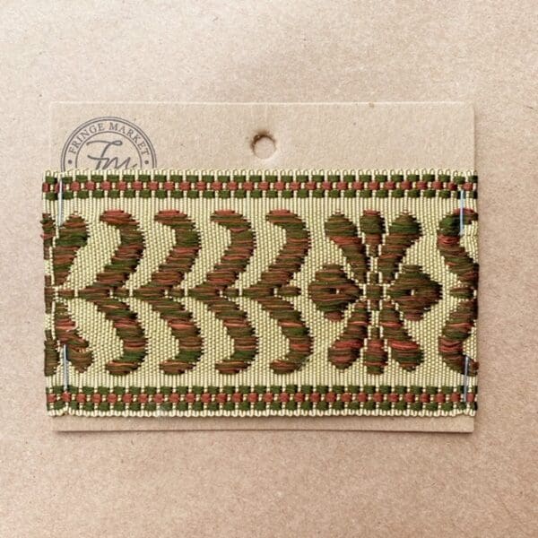 A brown and green Park Avenue Silk Braid 2.5 IN on a piece of paper.