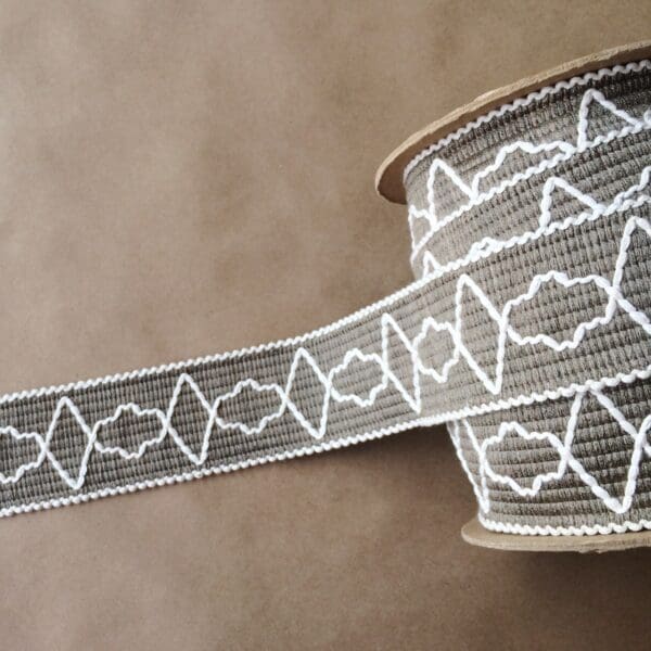 A roll of Quincy Tapes lace ribbon.
