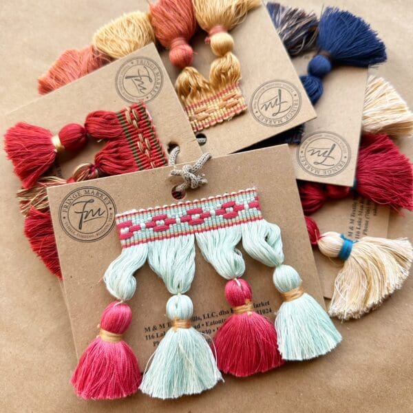 Bowery Tassel Fringe 3in earrings in a variety of colors.