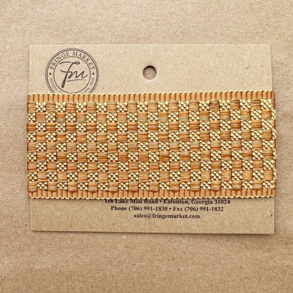 Tabby Braid 2in displayed on a cardboard tag with the brand name and contact information printed below.